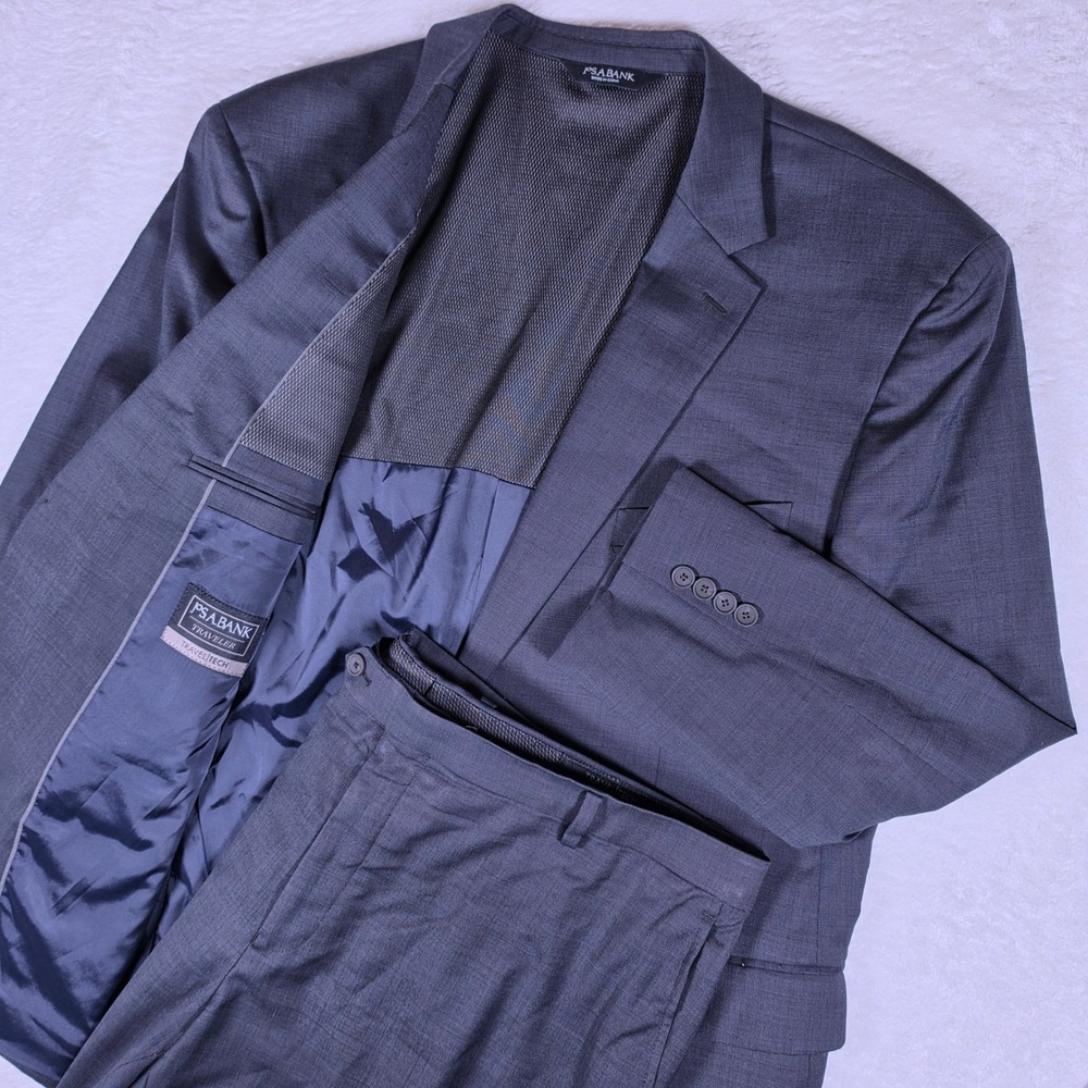 Jos. A. Bank Traveler Mens 50R Gray Wool Stretch Travel Tech Suit SU2SNS-102